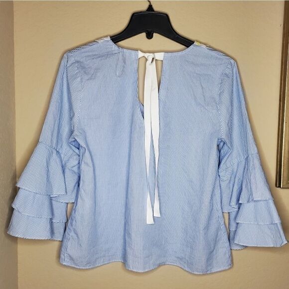 Takara BellSleeves‎ V Neck blue Top - Picture 3 of 9